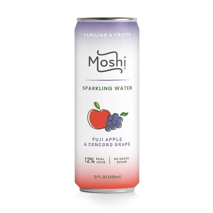 Moshi Sparkling Fuji Apple & Concord Grape 12oz 果汁气泡饮料 富士苹果 葡萄味 无添加糖份