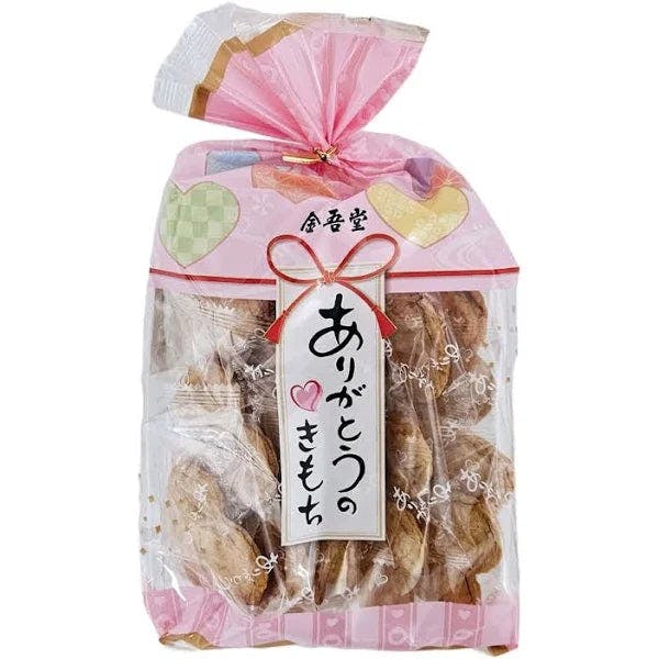 Kingodo Arigato No Kimochi Heart Shape Rice Cracker 15pc 心形 米饼 3.17oz