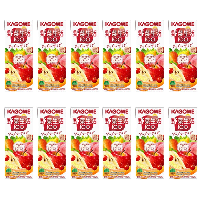 日本进口  kagome apple flavor 苹果 可果美 野菜生活 蔬果汁 健康低卡 20种蔬菜3种水果 整箱12瓶【尝味期Exp. 4/19/2024】