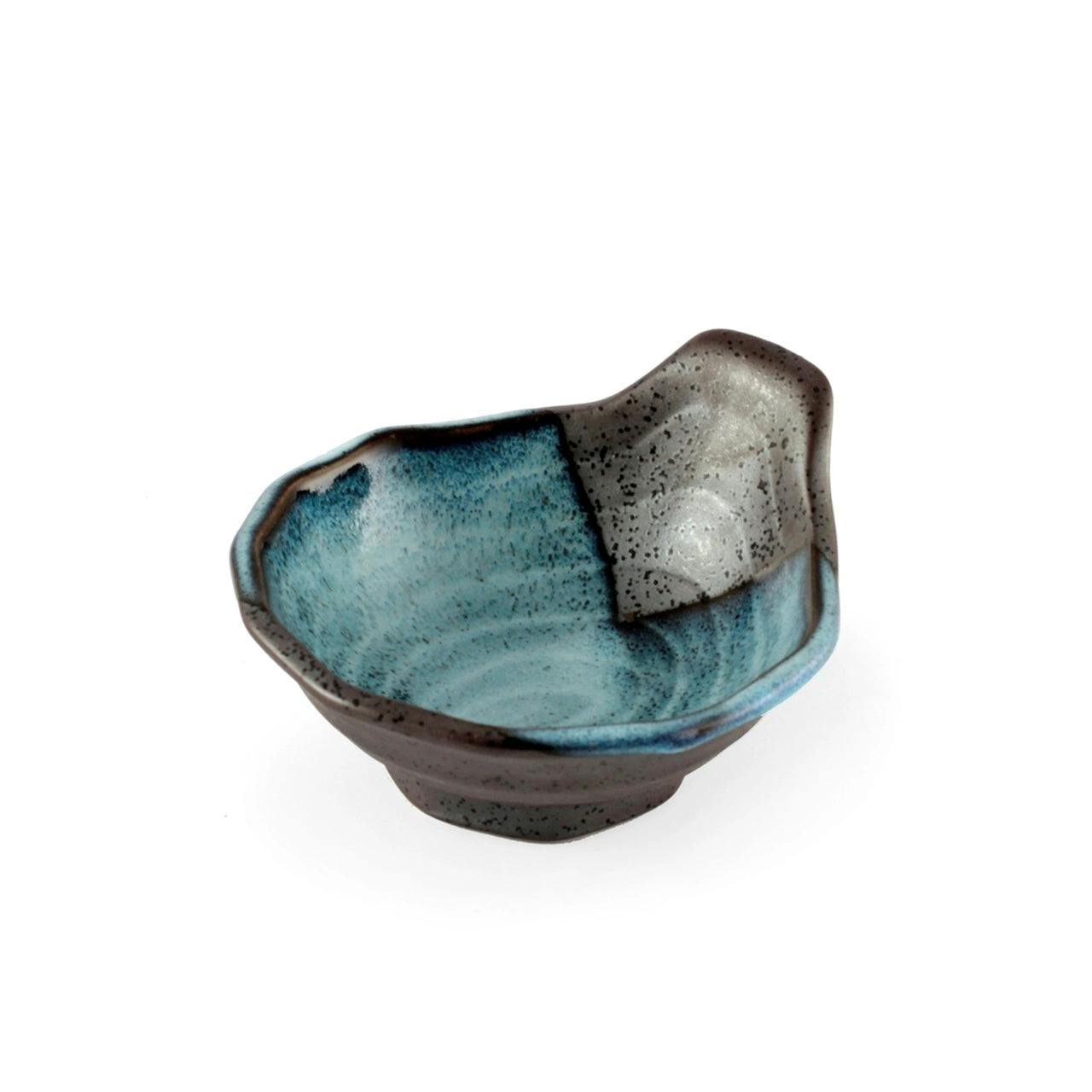 日本  饭碗 火锅碗 蘸料碗 Black Cobalt Tonsui Bowl with Wood Pattern 5 fl oz / 4.65" dia