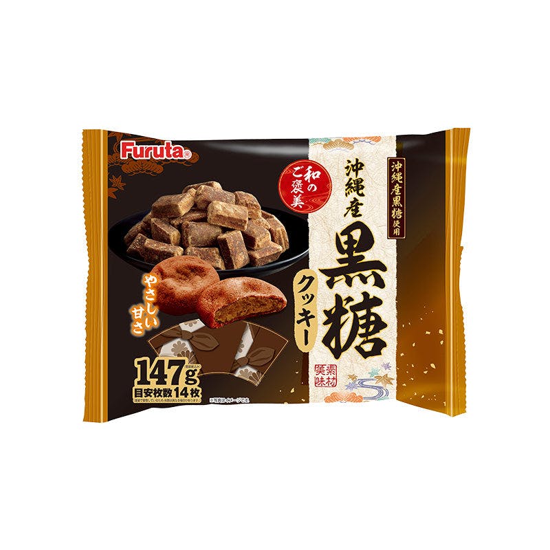 日本进口 夹心曲奇饼干 黑糖味软心曲奇 100% 冲绳黑糖