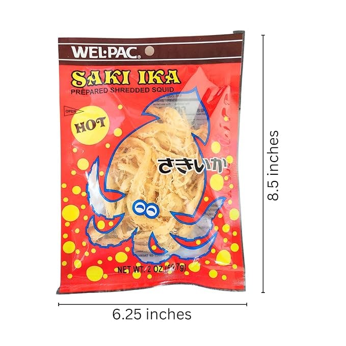 Wel-Pac Saki Ika Hot Shredded Squid Snack 日本 辣味 鱿鱼丝 2oz