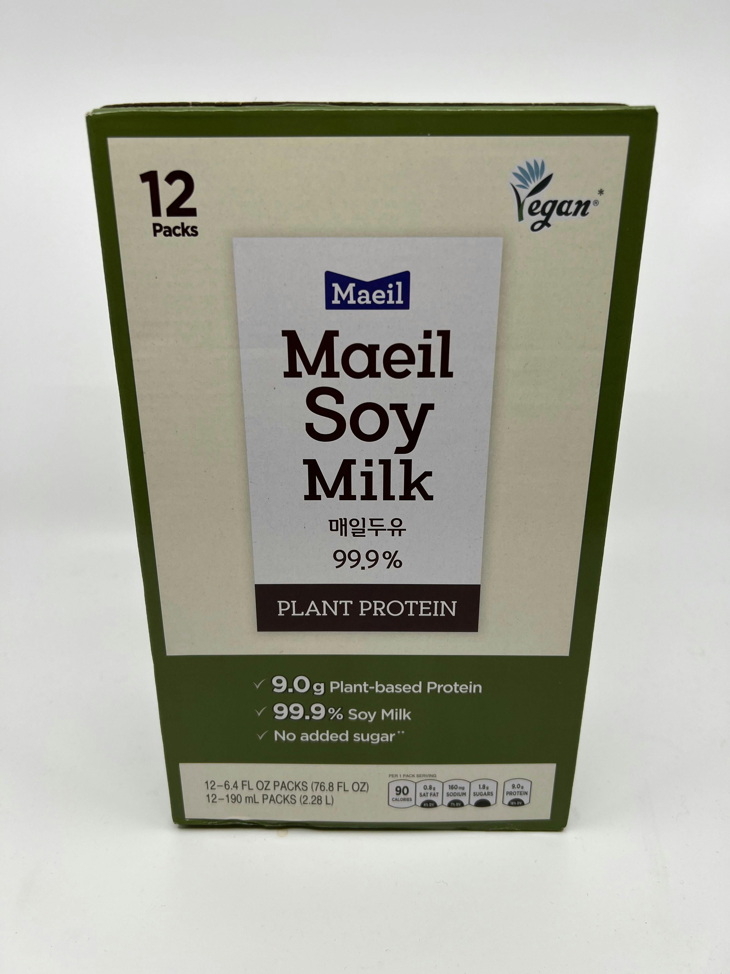 韩国 Maeil Soy Milk 99.9% 6.4 fl.oz(190ml) 12 Packs Vegan 无添加 无糖 纯素 豆奶 12盒/箱