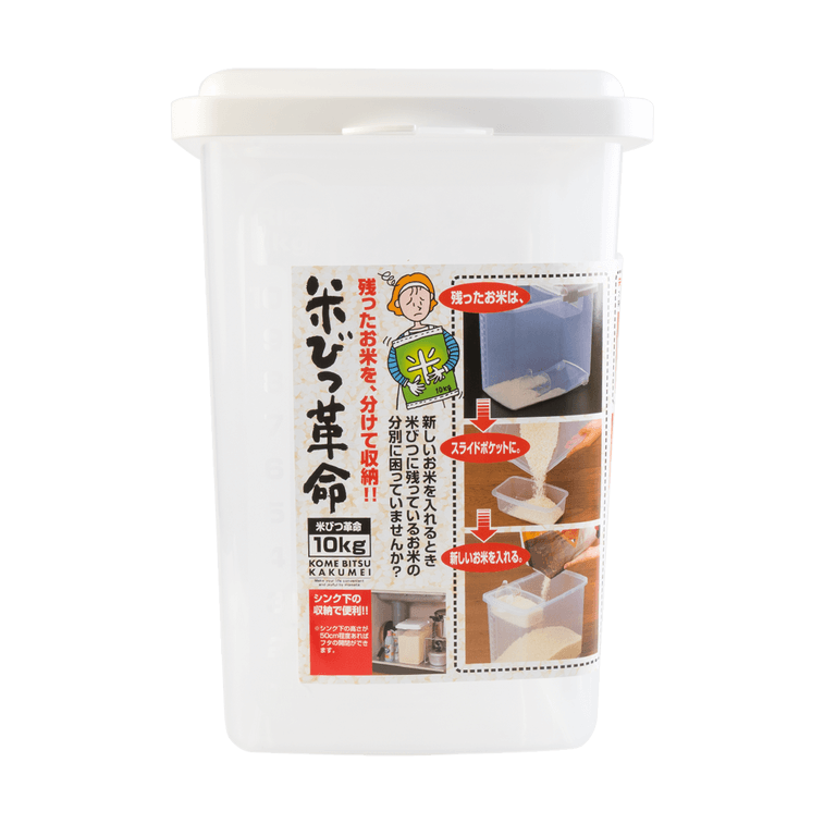 Inomata Rice Container Large 10kg 21.7×36.9×31.5cm 大米储藏罐米桶 附带量杯 10公斤量 1 个