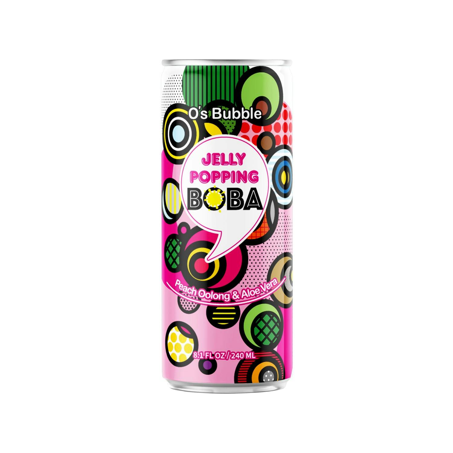 O’s Bubble Jelly Popping Boba Peach Oolong Tea w/ Aloe Vera 16.2oz 爆爆珠 桃子 乌龙茶 芦荟果粒