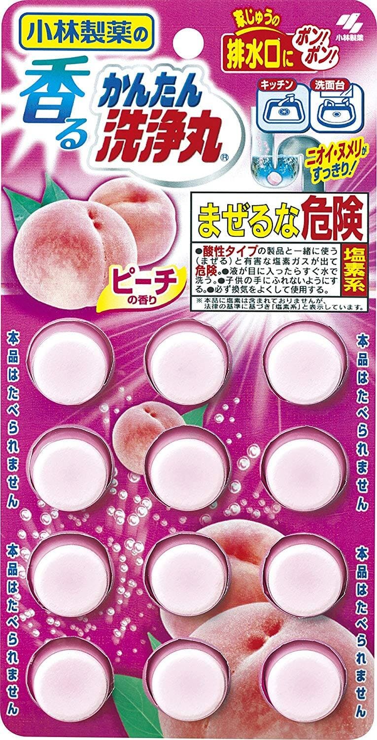 Peach-Scented Cleaning Pills for U-Shaped Drain Pipes 12pcs