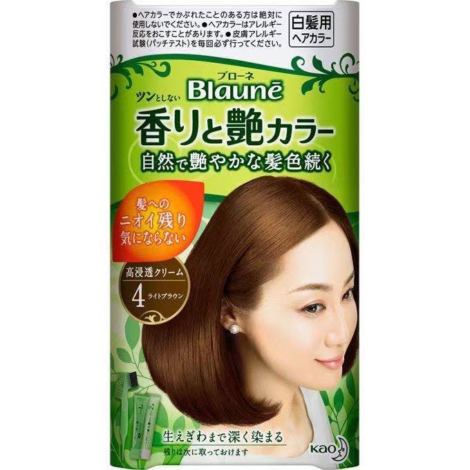 花王 纯植物染发剂 白发 染发膏 Blaune Hair Color(No. 4 Natural brown)
