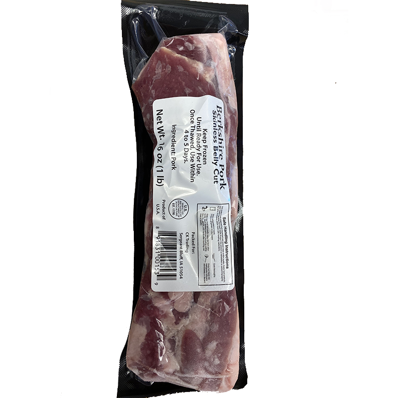 黑豚去皮五花肉 每包1磅 无抗生素纯种黑豚 低脂低胆固醇