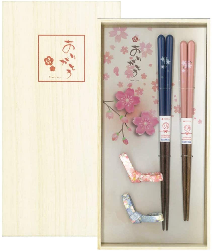 日本制造 礼品 桐木盒 筷子 夫妻筷 带筷架