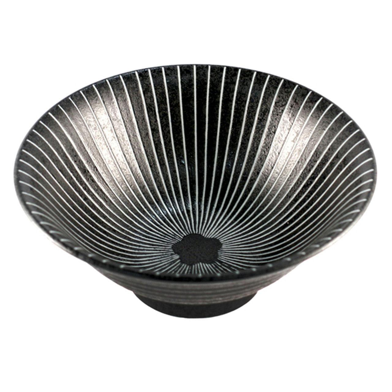 Black Bowl with Stripes 31 fl oz / 7.64" dia 条纹 黑色 面碗