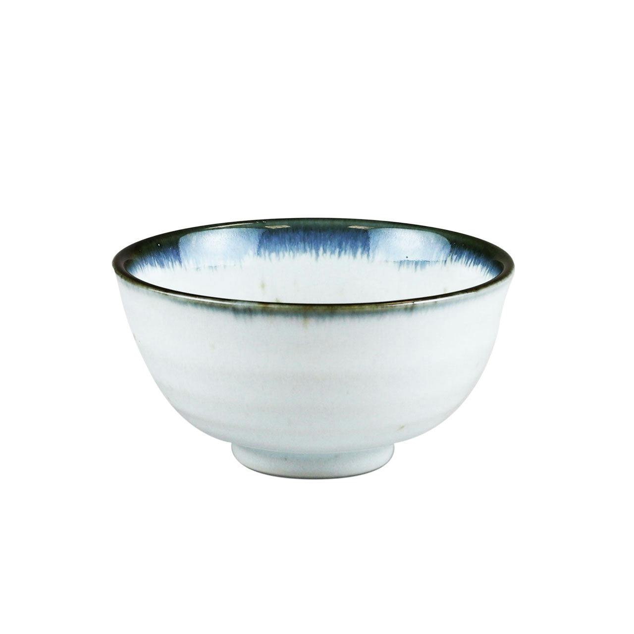 Shirokinyo Ivory Speckled Rice Bowl with Indigo Rim 象牙色 斑点 靛蓝边 饭碗 13.5 fl oz / 4.96" dia