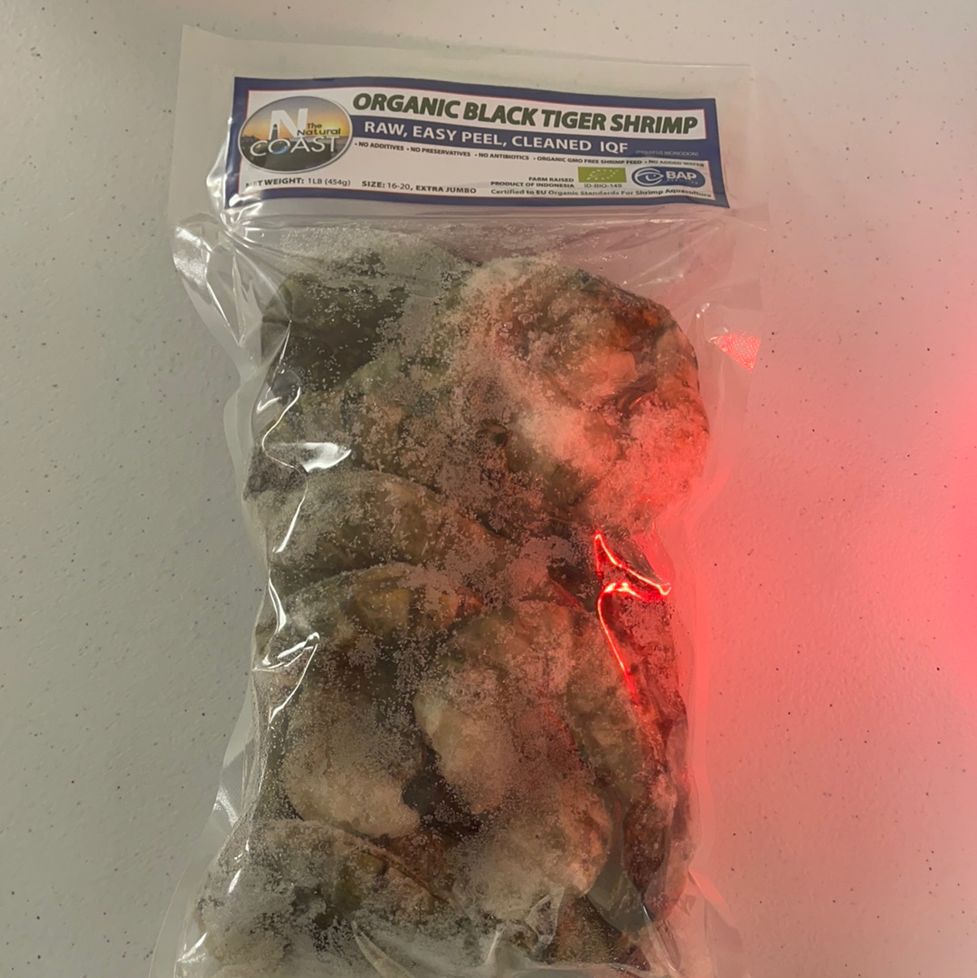 【有机】黑虎虾 去头带壳 单个急冻 超大号 1磅/袋 | Organic Black Tiger Shrimp Extra Jumbo 16/20 1lb/bag