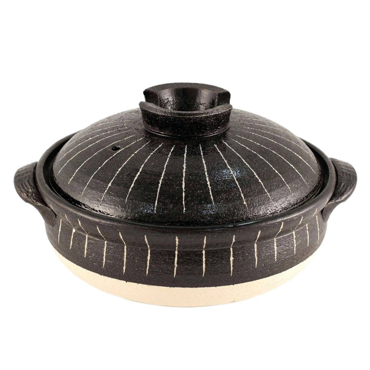 日本手工土锅 Striped Donabe Earthenware Pot 77 fl oz / 8.5" dia【日本进口】