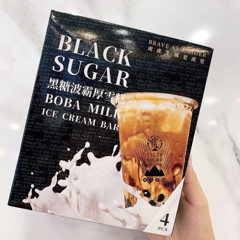 台湾老虎堂黑糖珍珠厚雪糕 单盒 超Q珍珠 less sugar 奶茶的口感