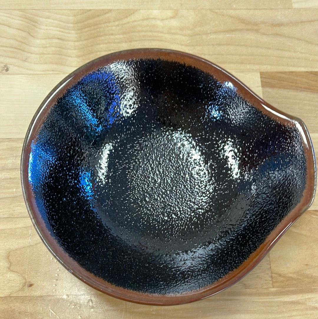 黑色做旧 小碗 调料碗 饭碗 Glossy Black Tonsui Bowl with Brown Trim 5 fl oz / 4.84" dia