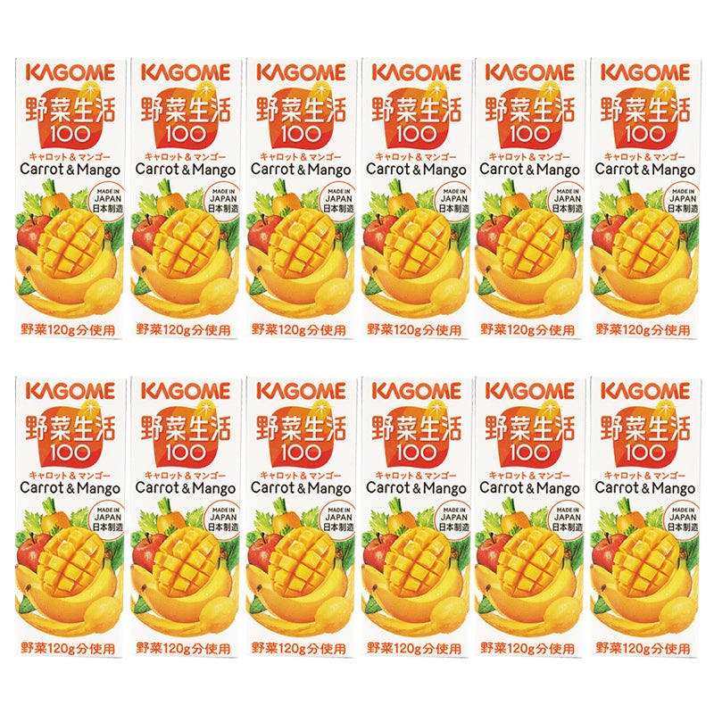 日本进口 kagome Mango 野菜生活蔬果汁 健康低卡 20种蔬菜6种水果 芒果整箱12瓶