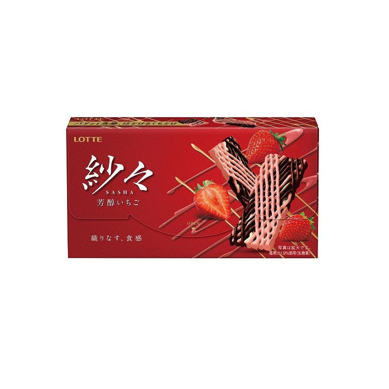 Lotte Sasha Strawberry Chocolate 2.4oz 网状紗紗草莓巧克力【尝味期限Exp. 10/2023】