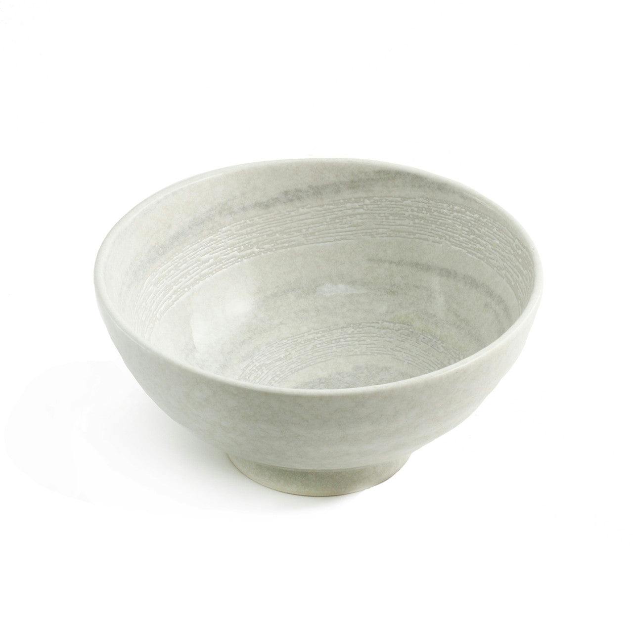 White & Gray Noodle Bowl 46 fl oz / 7.48" dia 白色 带浅灰色圈纹 面碗